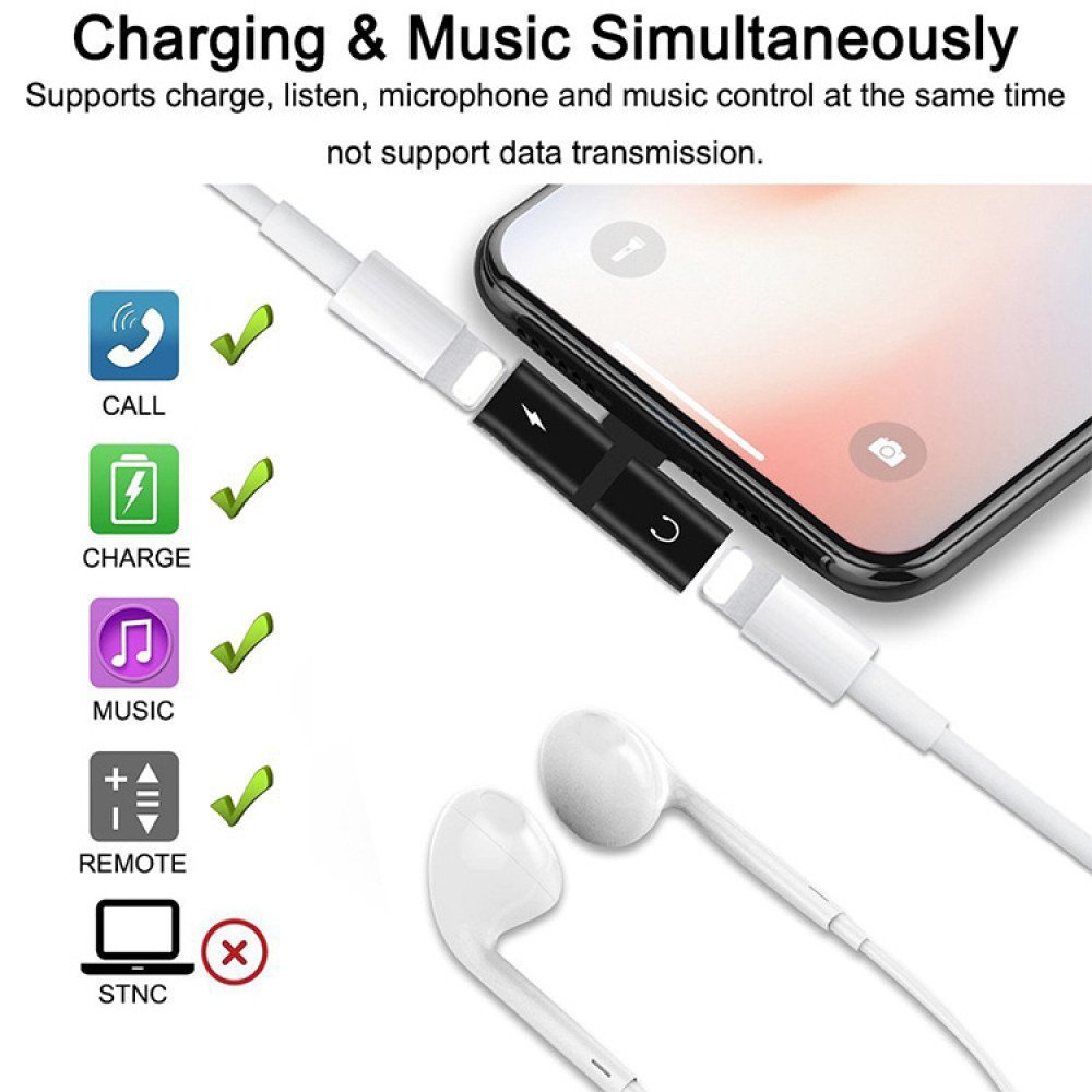 Wholesale 2 in 1 Bluetooth WIRED IP Lighting to Earphone Headphone Jack  Adapter with Charge Port for Apple iPhone (Silver)