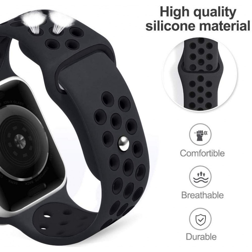 Lerobo 3 Pack Sport Bands Compatible with Apple Watch 44mm 45mm 42mm 49mm Women Men, Soft Silicone Strap Breathable Replacement Band for Apple Watch