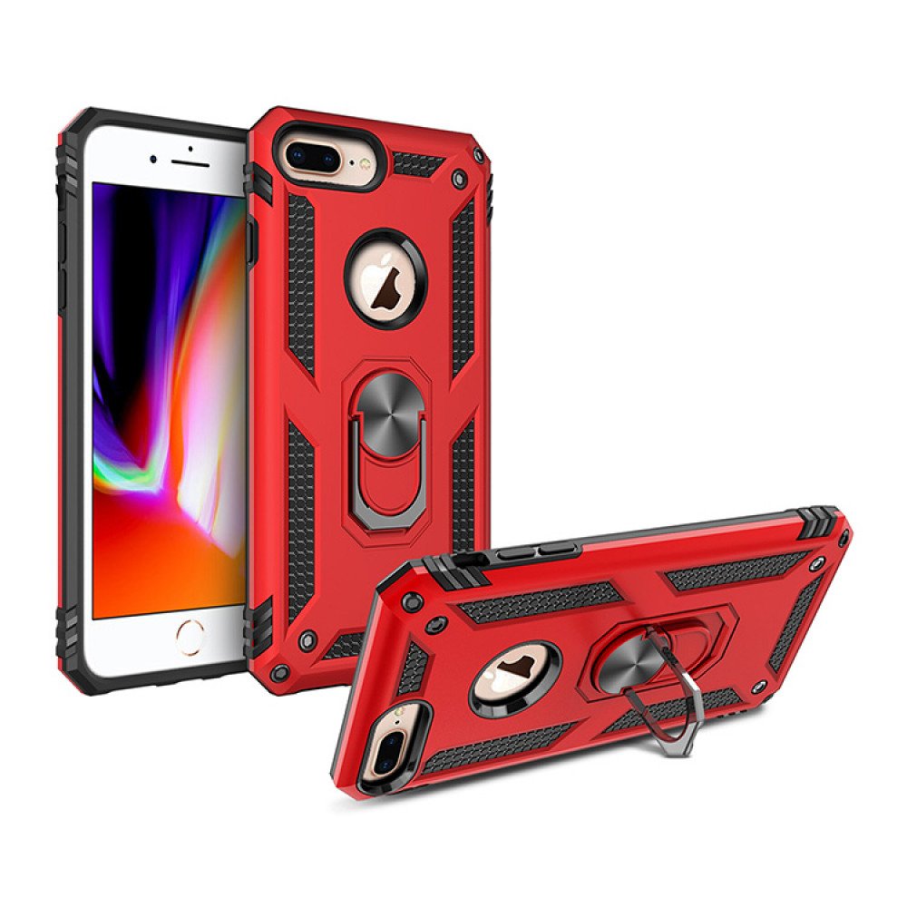 Metal Grip Plus Tech / with 8 Wholesale Plate iPhone 7 (Black) Plus Ring Armor Case