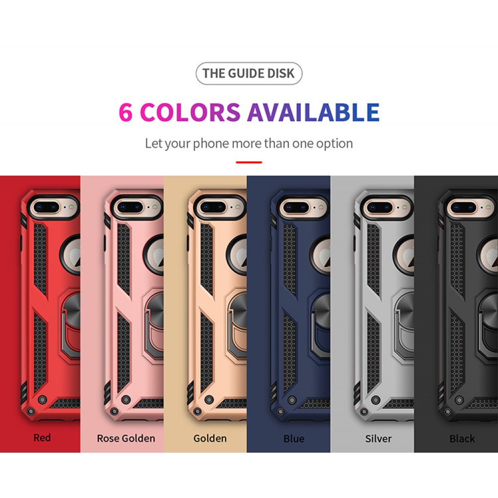 / Plate Case Plus Armor Grip Ring 8 Metal iPhone (Black) 7 with Wholesale Tech Plus