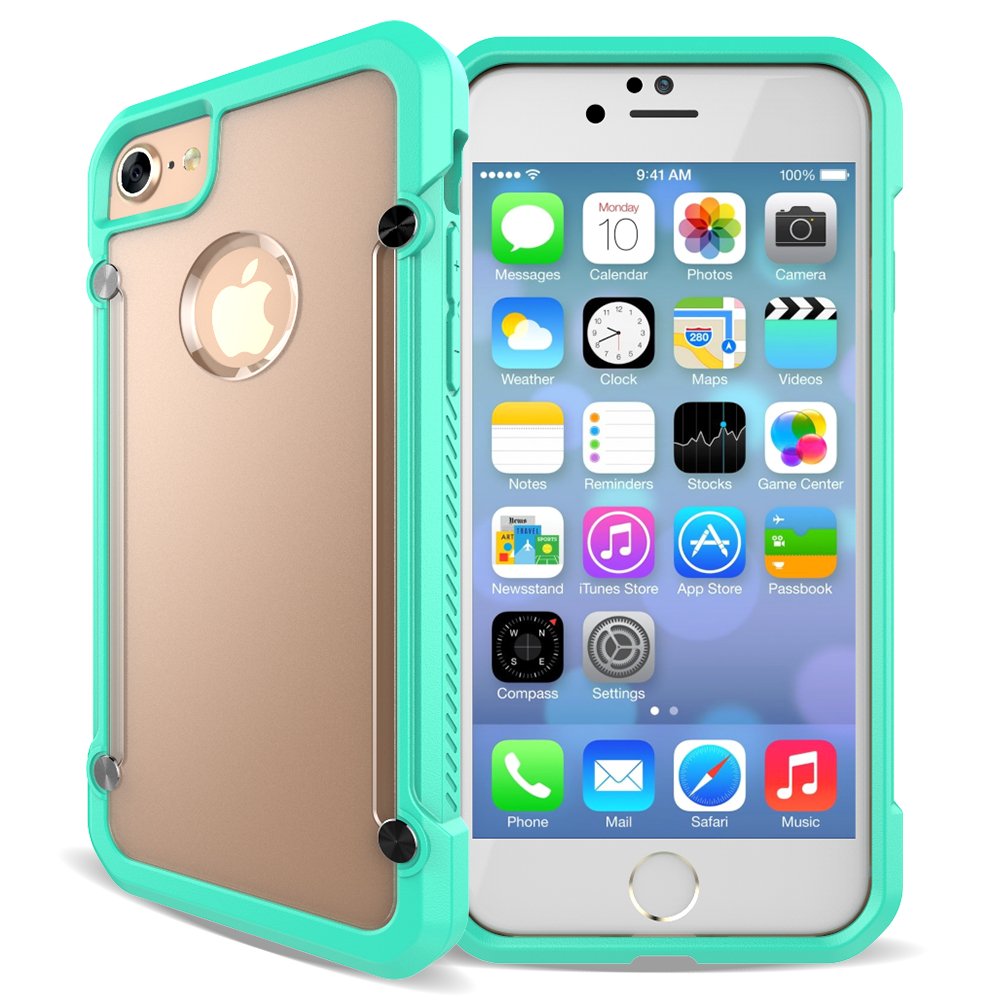 Wholesale iPhone 7 Plus Clear Defense Hybrid Case (Green)