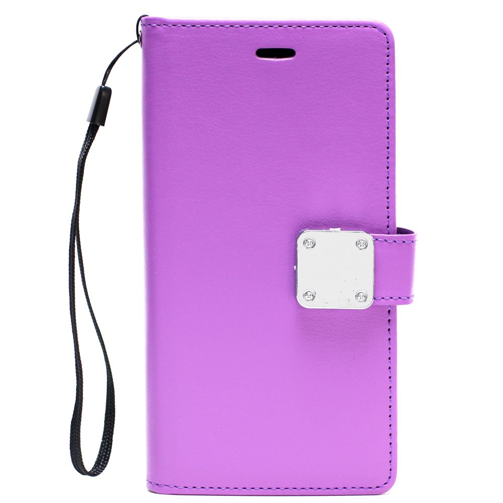 Wholesale Multi Pockets Folio Flip Leather Wallet Case with Strap