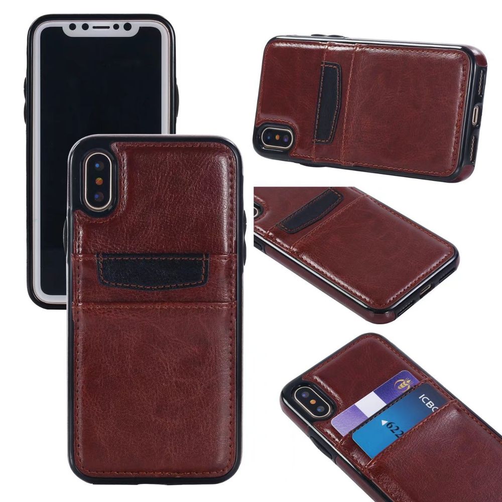 Wholesale iPhone X (Ten) Leather Style Credit Card Case (Brown)