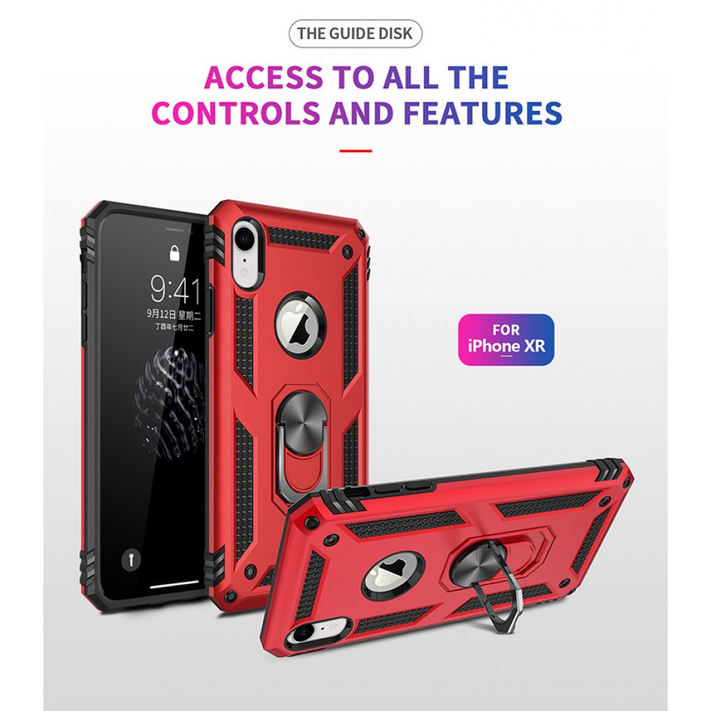 Wholesale Armor Heavy Duty Dual Layer Ring Shockproof Hard Case for iPhone  XR - Rose Gold - Aulola UK