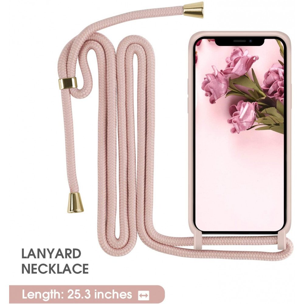  LUVI Compatible with iPhone 12 Pro Max Wallet Case with  Crossbody Strap Lanyard Neck Strap Credit Card Holder with Purse Handbag  Shoulder Strap Silicone Rubber Soft Protection Cover Pink : Everything