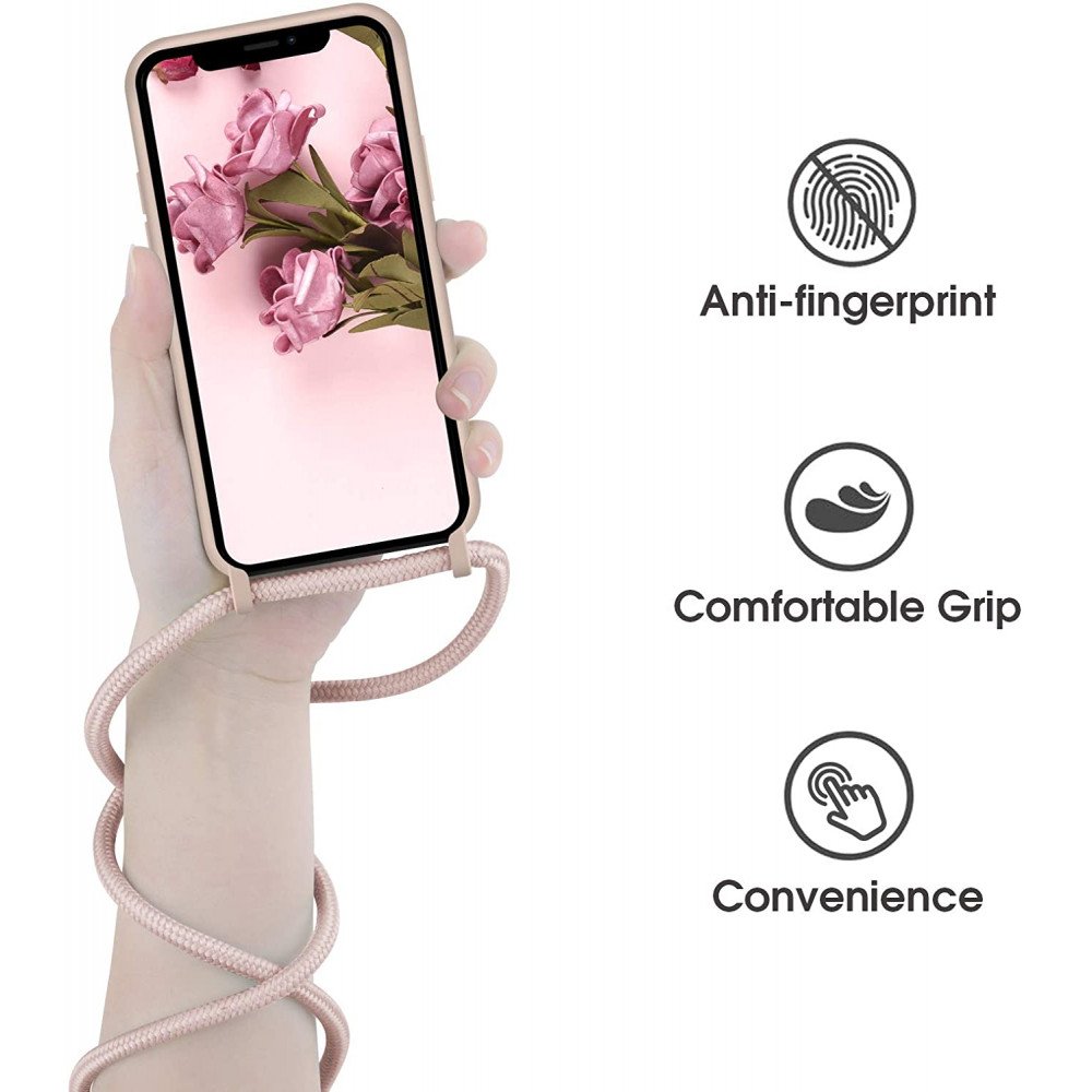 Crossbody Phone Case Necklace - Flower (Pink)