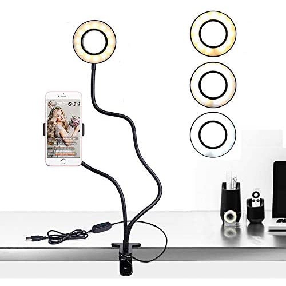 Amazon.com: LED Selfie Ring Light with Stand, Circle Light for Makeup/Live  Stream, Desktop Camera LED Ringlight with Tripod and Phone Holder for  Photography/YouTube/Video Recording/Vlogs : Cell Phones & Accessories