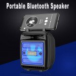 Wholesale LED Light Portable Phone Holder Stand Bluetooth Wireless Speaker with FM Radio, Micro SD, Flash Drive Slot, Aux Port, Built In Mic KMS1182 (Black)