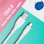 Wholesale Micro V8V9 2.4A Heavy Duty Strong Soft Flexible Silicone OD 5.0mm Charge and Sync USB Cable 6FT for Universal Cell Phone, Device and More (White)