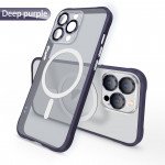 Wholesale Transparent Slim Matte Chrome Button Magnetic Ring Charging Cover Case With Built-in Camera Lens Cover for iPhone 13 Pro Max (Purple)