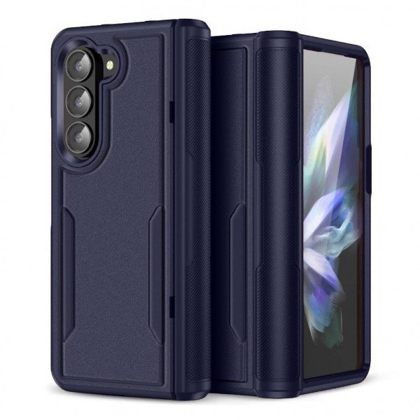 Wholesale Heavy Duty Strong Armor Hybrid Trailblazer Case Cover for Samsung Galaxy Z Fold 5 (Navy Blue)