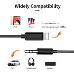 Wholesale Lightning to 3.5mm Headphone Jack Aux Cord Braided Nylon Auxiliary Cable High-Fidelity Audio Transmission for iPhone 14 13 12 11 XS XR X 8 7 6 (Black)