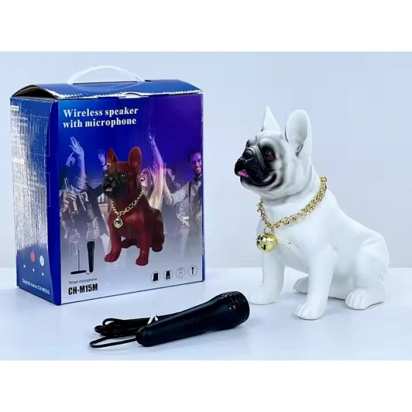 Wholesale French Bulldog Bluetooth Speaker - Powerful Sound, Unique Dog Design M15 for Universal Cell Phone And Bluetooth Device (White)