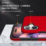 Wholesale Flat Ring Dual Layer Armor Hybrid Stand Case with Metal Plate for iPhone 16 (Red)