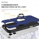 Wholesale Flat Ring Dual Layer Armor Hybrid Stand Case with Metal Plate for iPhone 16 Pro Max (Black)