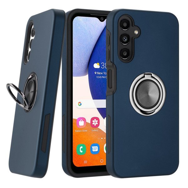 Wholesale Dual Layer Armor Hybrid Stand Ring Case for Samsung Galaxy A14 5G (Navy Blue)