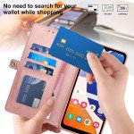 Wholesale Premium PU Leather Folio Wallet Front Cover Case with Card Holder Slots and Wrist Strap for Samsung Galaxy A03s (USA) (Rose Gold)