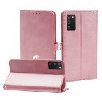 Wholesale Premium PU Leather Folio Wallet Front Cover Case with Card Holder Slots and Wrist Strap for Samsung Galaxy A03s (USA) (Rose Gold)