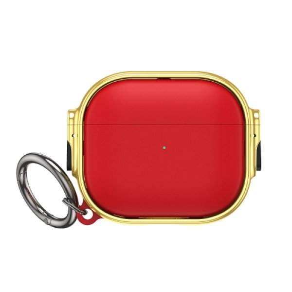 Wholesale Fashion Design Electroplated Full Body Hybrid Locking Lids Airpod Case Cover With Holder Clip for Apple Airpod Pro 2 / 1 (Red)