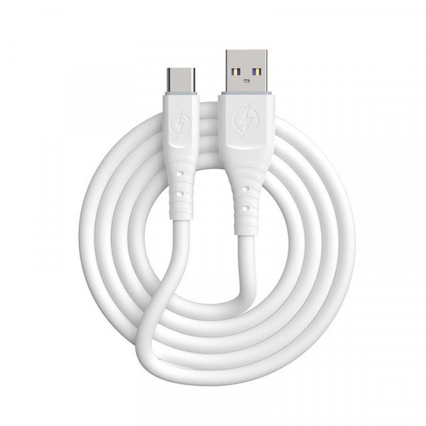 Type-C USB Cable: Heavy Duty 6FT Silicone Charging Cord for Universal Devices (White)