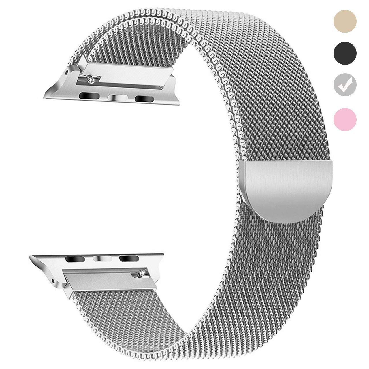LUVVITT Stainless Steel Milanese Loop Apple Watch Band With Clasp, Mesh Replacement  Strap Wrist Band for Apple Watch - 42mm