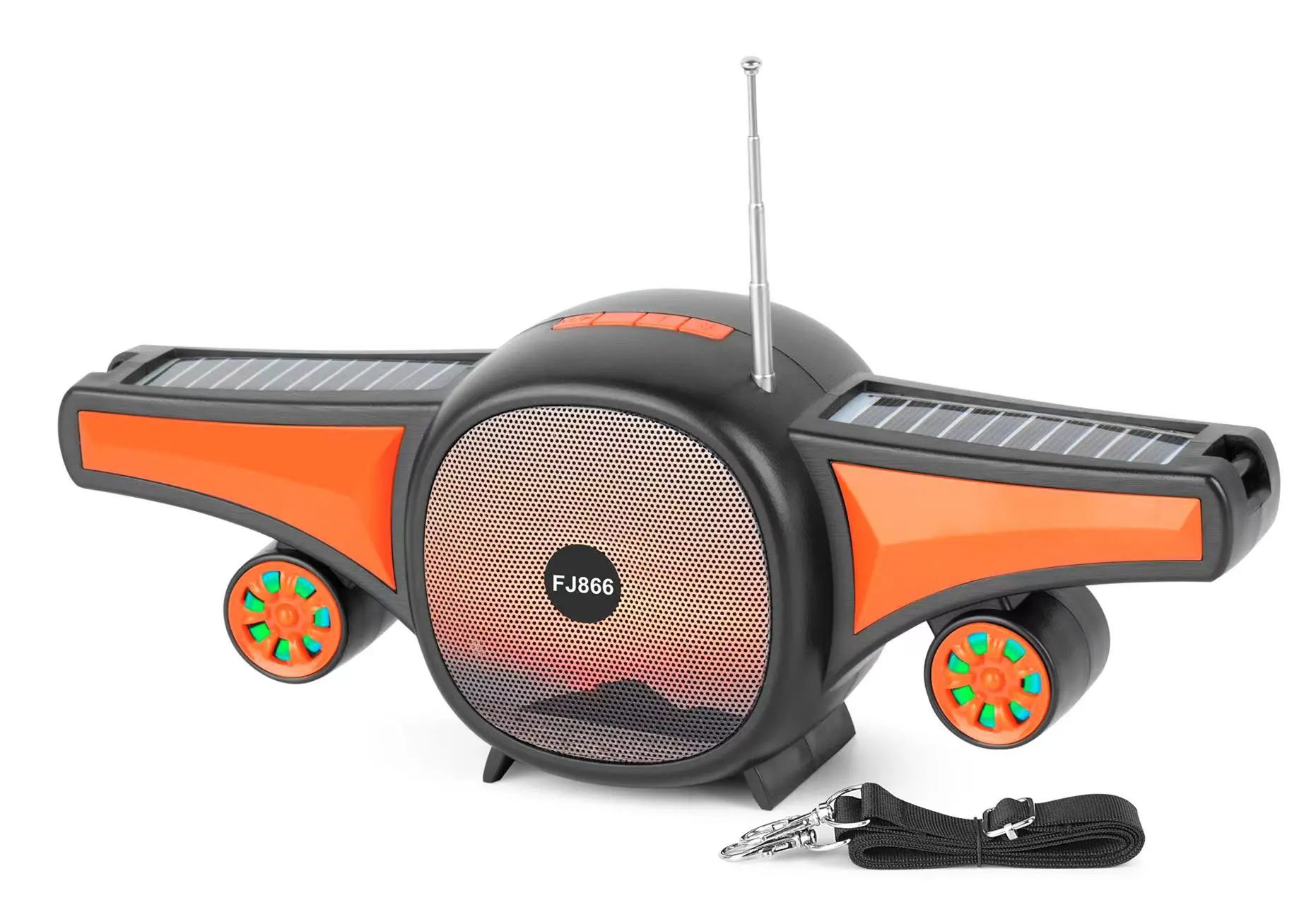 Cool Jet Airplane Colorful Portable Stereo Bluetooth Wireless Speaker with Solar Panel FJ866 (Orange