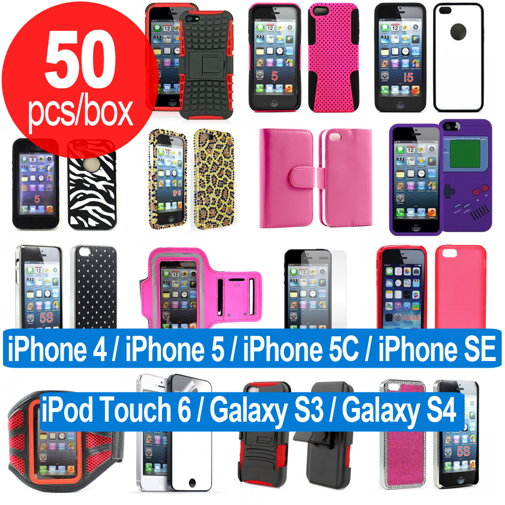 Mompelen doden eer Wholesale 50pc Lot of iPhone 5S / iPhone 5C iPhone 4S / iPod Touch 6 /  Galaxy S4 / Galaxy S3 Assorted Mix Style and Color Cases - Lots Deal