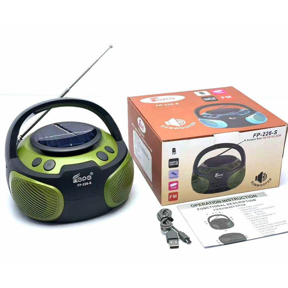 Portable Bluetooth SPEAKER with Solar-Powered - Perfect for Outdoor Adventures FP226 (Green)