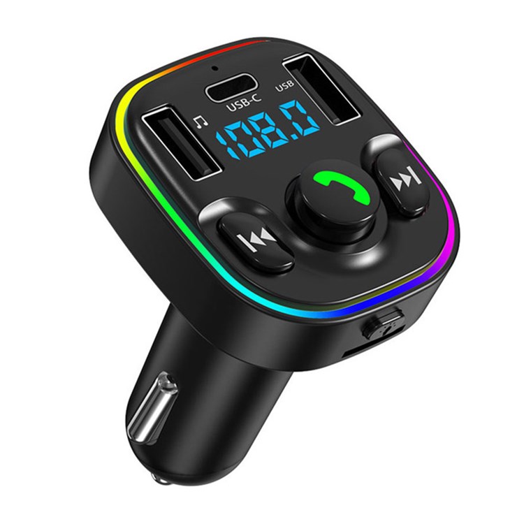 Wholesale LED Bluetooth FM Transmitter, Wireless Audio Adapter with Quick Charge Dual USB-C and USB-A Ports Micro SD Card for Universal Cell Phone And Bluetooth Device (Black)