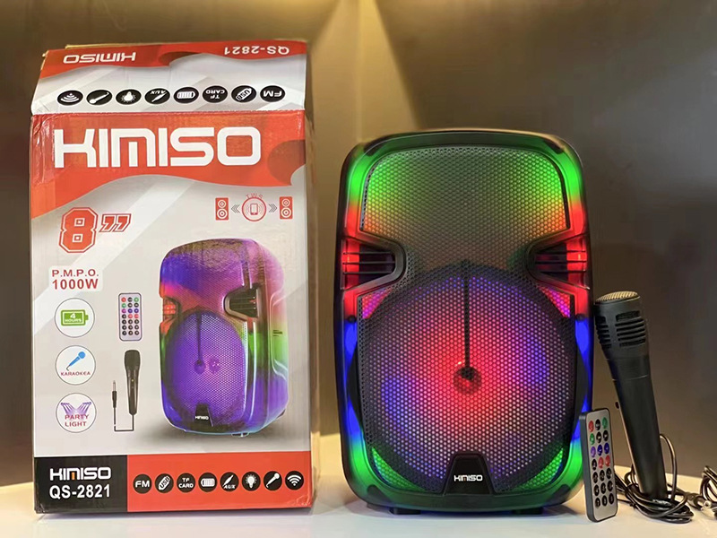 Transparent RGB LED Light Karaoke Portable Bluetooth Wireless SPEAKER with Microphone QS2821 (Black)