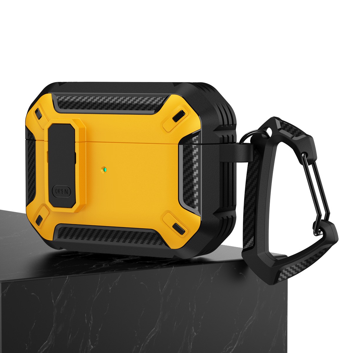 Rugged Shockproof Case for Apple AirPods 3 - Protective Cover with Clip (Yellow)