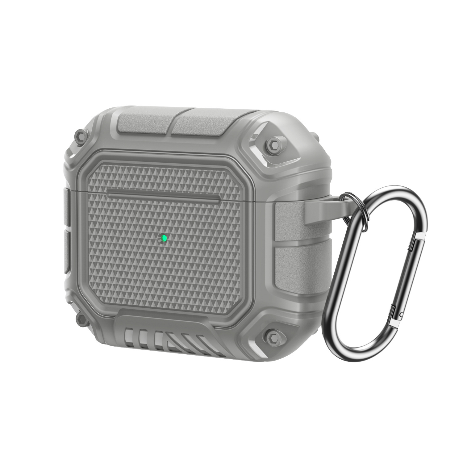 Rugged AirPods Case: Full-Body Protection with Keychain for Apple AirPods 2/1 (Gray)