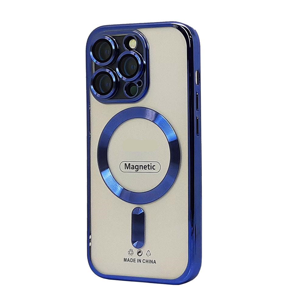 Electroplated Magsafe Circle TPU Cover Case With Camera Lens Protection for IPHONE 14 [6.1] (Blue)