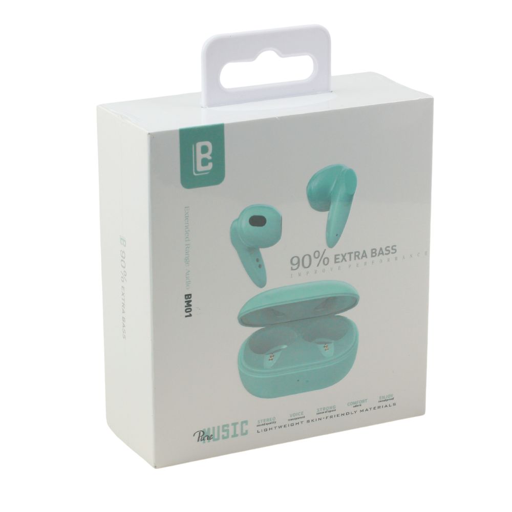 True Wireless Extra Bass Sound Bluetooth HeadPHONE Earbuds BM01 (Green)