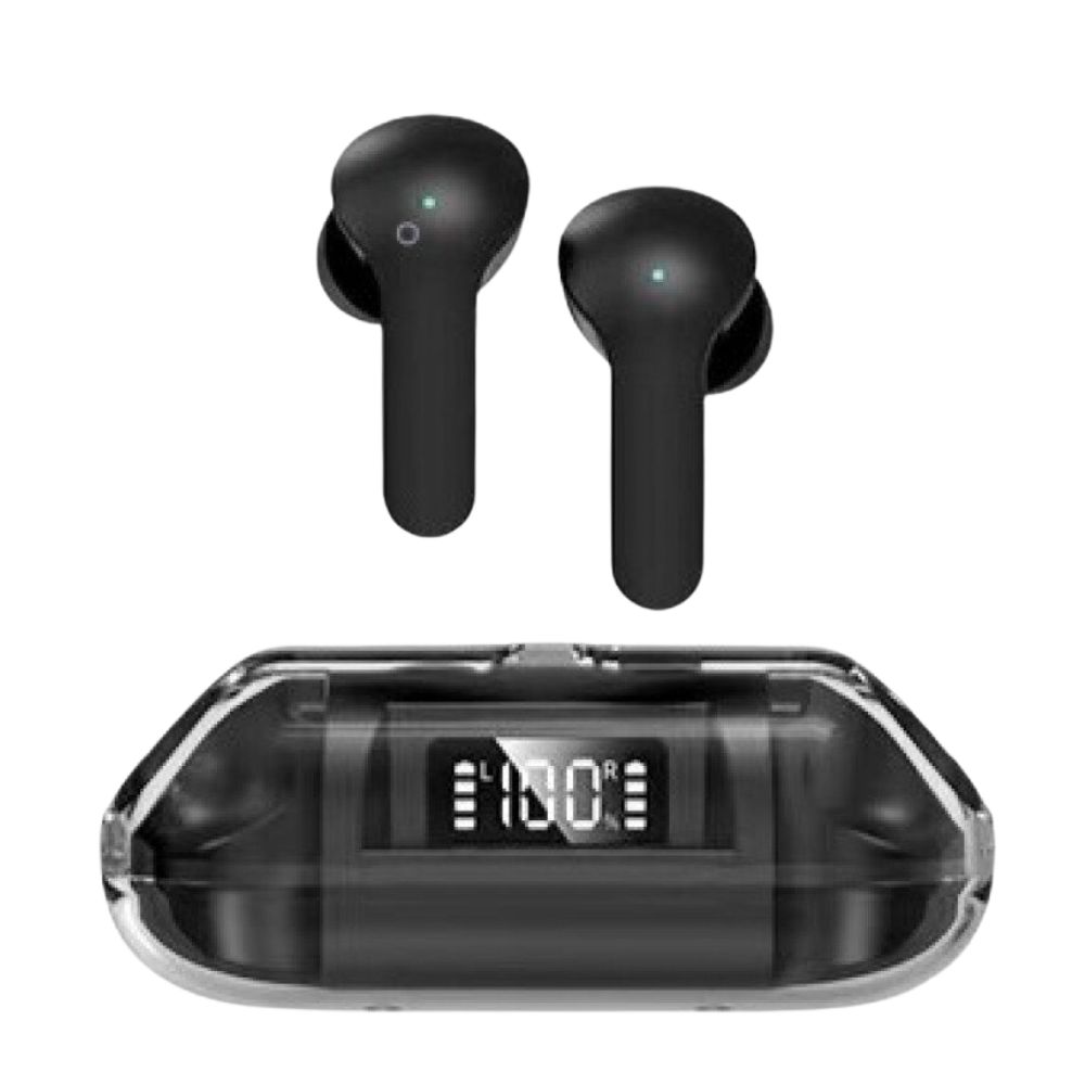 Crystal Clear TWS Earbuds: Ultimate Sound, Real-Time Battery Display, Universal Compatibility