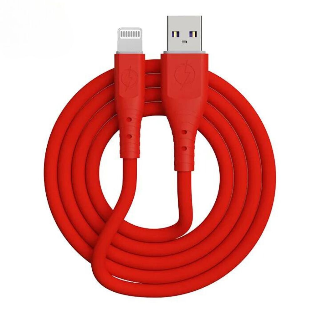 IP Lighting Heavy Duty Flexible Silicone USB Cable 10FT for IPHONE iPad - Charge & Sync (Red)