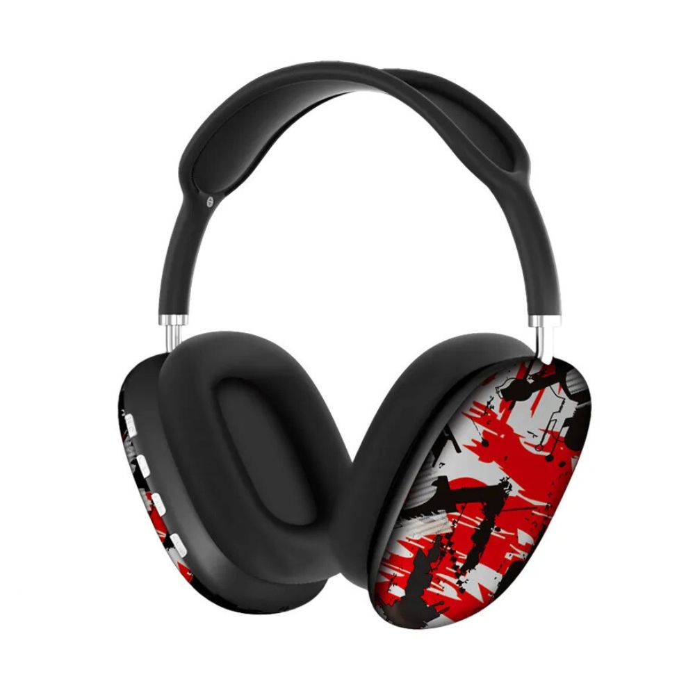 Graffiti Art Wireless HeadPHONES: Over-Ear Bluetooth Headset with Cool Design for PHONES (Red)