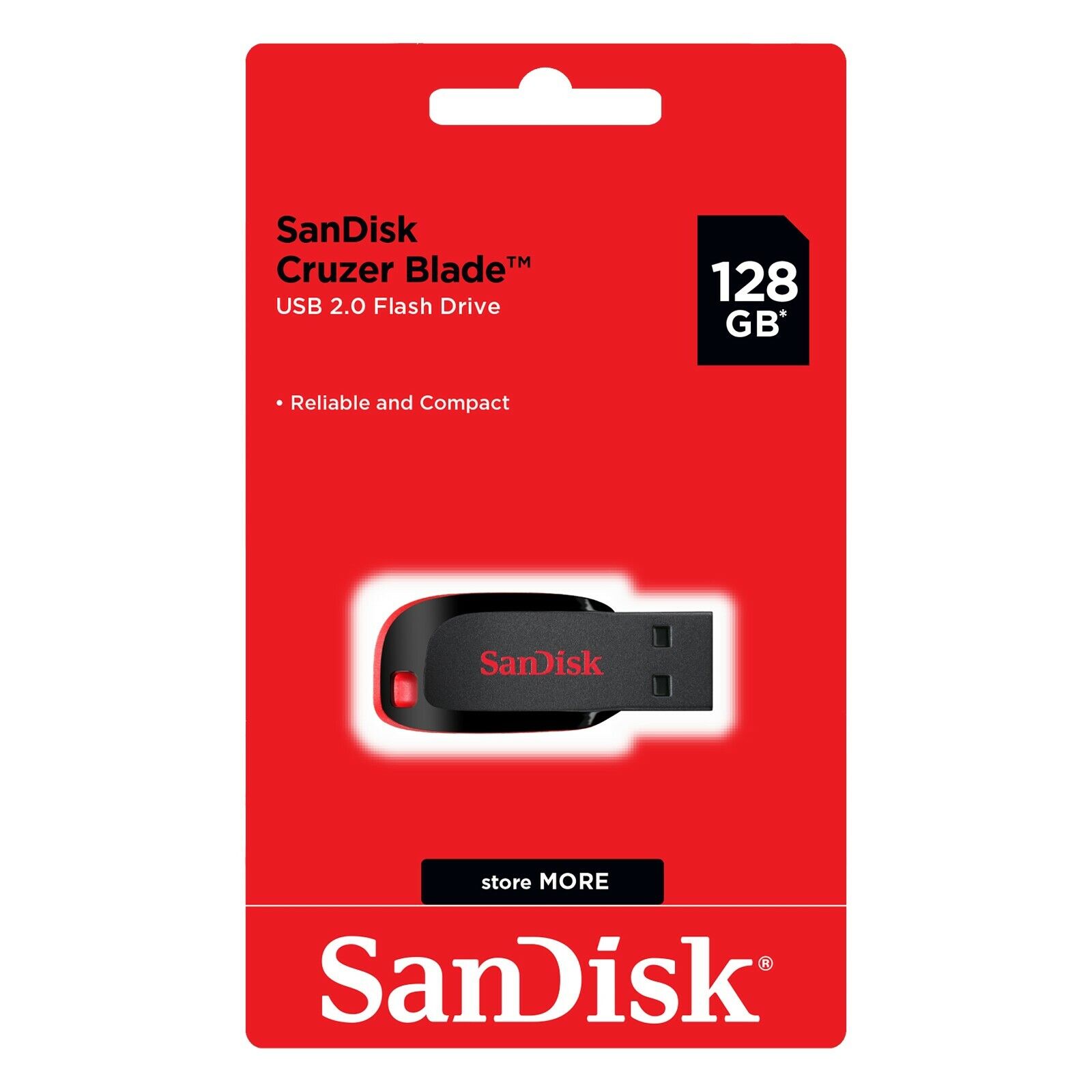 SanDisk 128 GB USB 2.0 Cruzer Blade FLASH DRIVE (128GB)