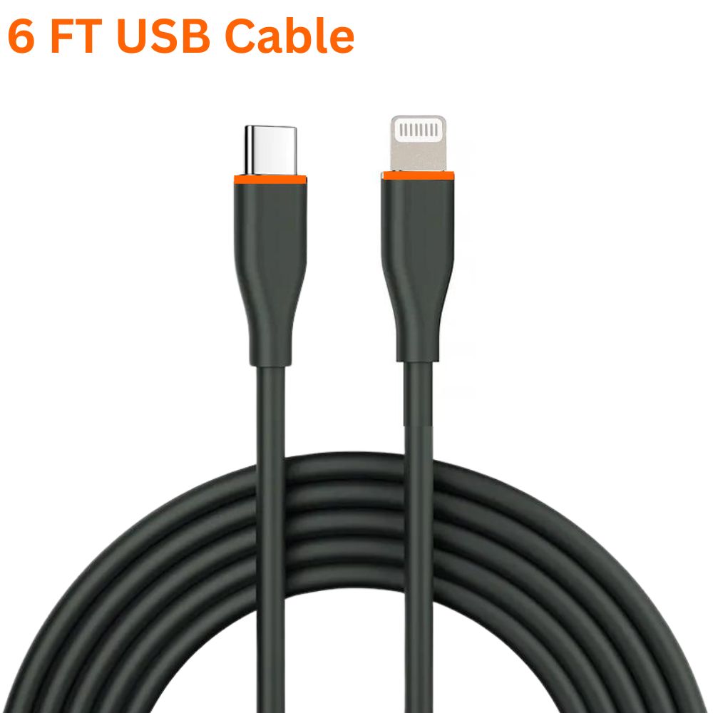 20W PD Fast USB-C to Lightning Cable: 6ft Durable Cord for iPhone & iPad (Black)