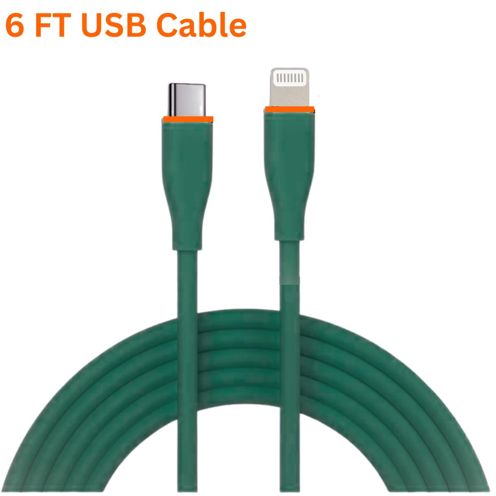 20W PD Fast Charge USB-C to Lightning Cable: 6FT Durable Cord for iPHONE & iPad (Green)