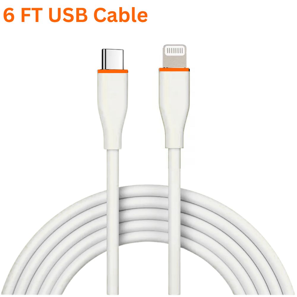 20W PD Fast Charge USB-C to Lightning Cable: 6FT Durable Cord for iPhone and iPad (White)